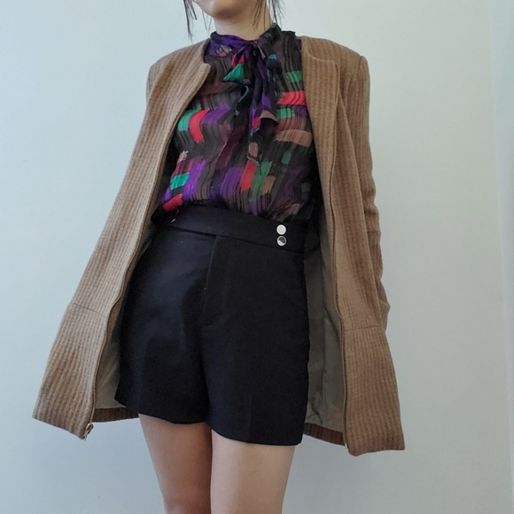 Camel and brown striped coat - Picture 1 of 1